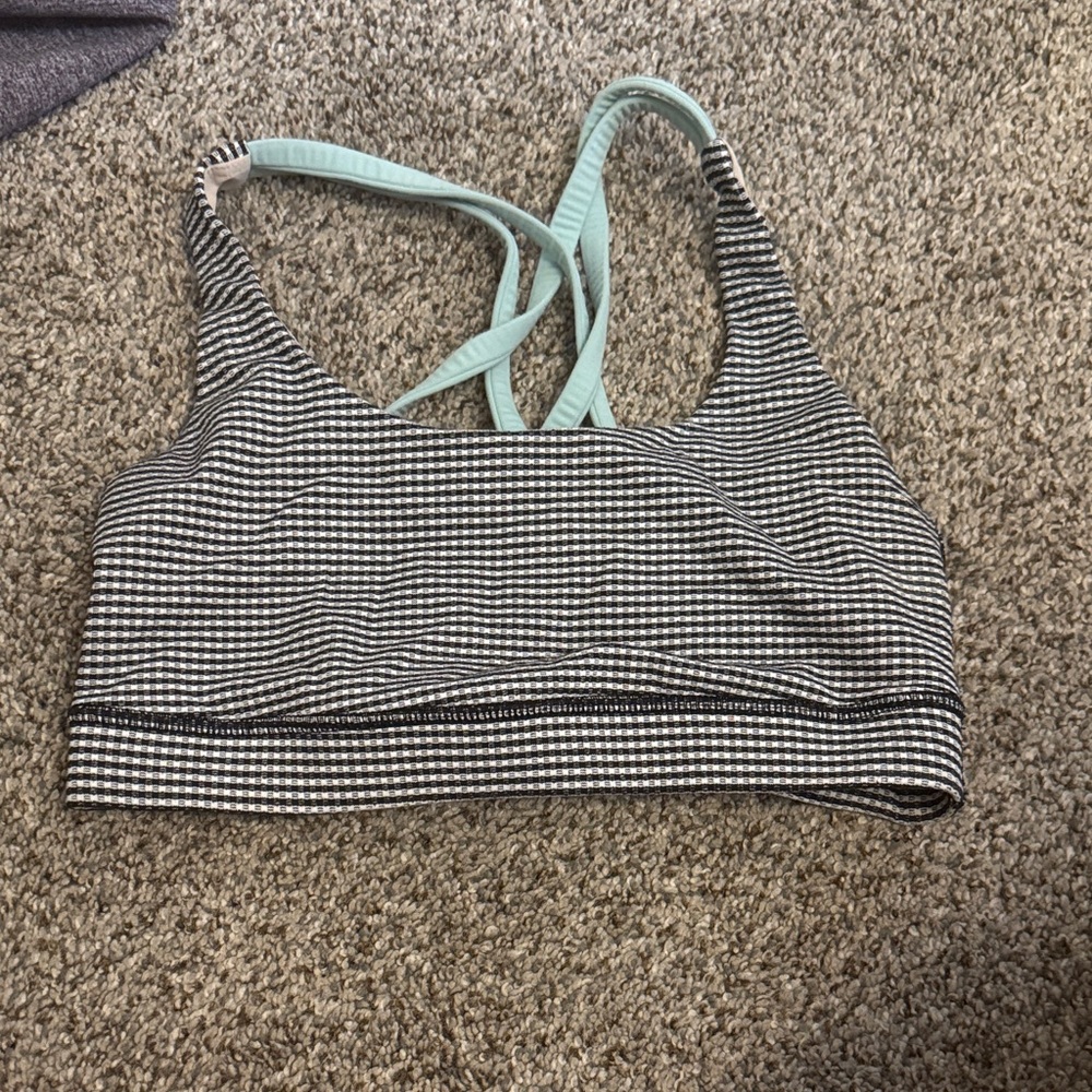 lululemon athletica Black and White Striped Sports Bra